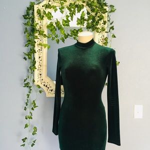 Deep forest green suede dress
